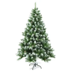 ALEKO 7 Ft. Unlit Flocked Artificial Christmas Tree With Pine Cones