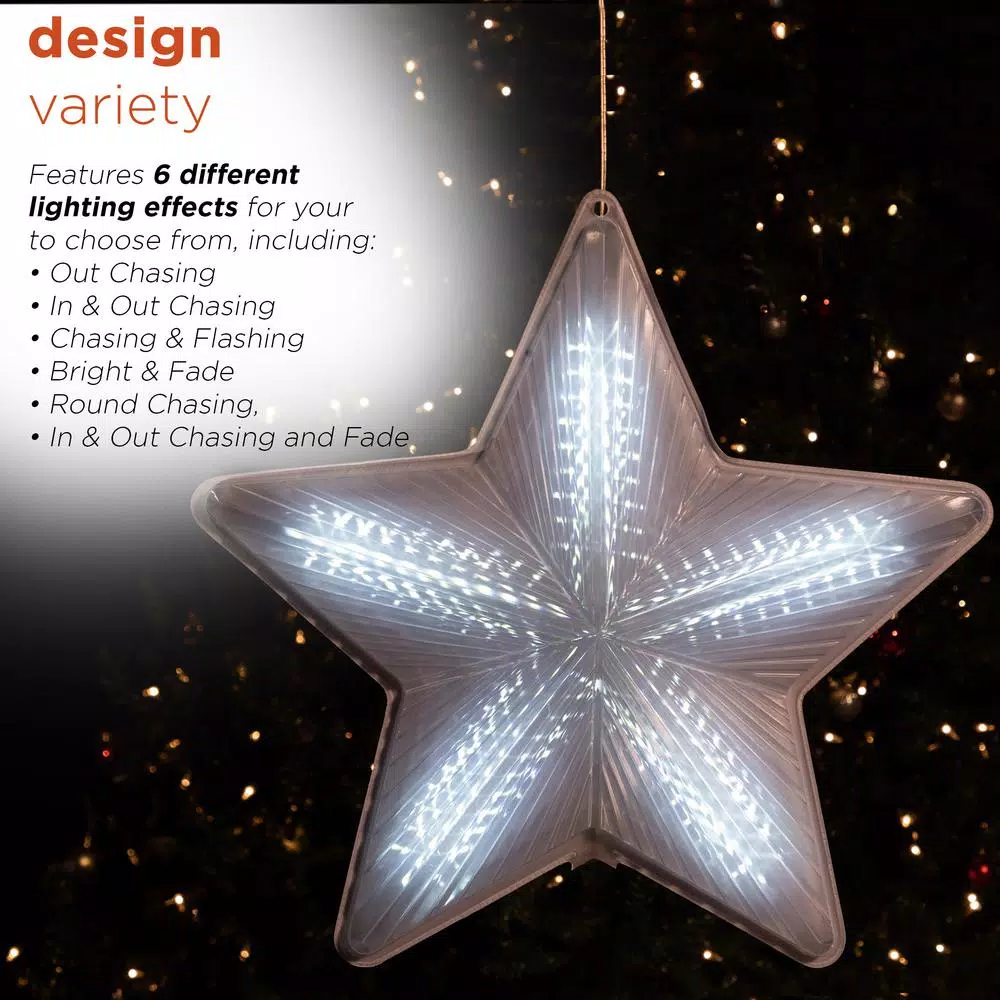 Alpine Corporation 19 In. Tall Christmas 3D Hanging Star Ornament Decoration With LED Lights 7 Alpine Corporation 19 In. Tall Christmas 3D Hanging Star Ornament Decoration With LED Lights - Image 5