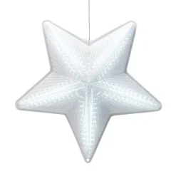 Alpine Corporation 19 In. Tall Christmas 3D Hanging Star Ornament Decoration With LED Lights