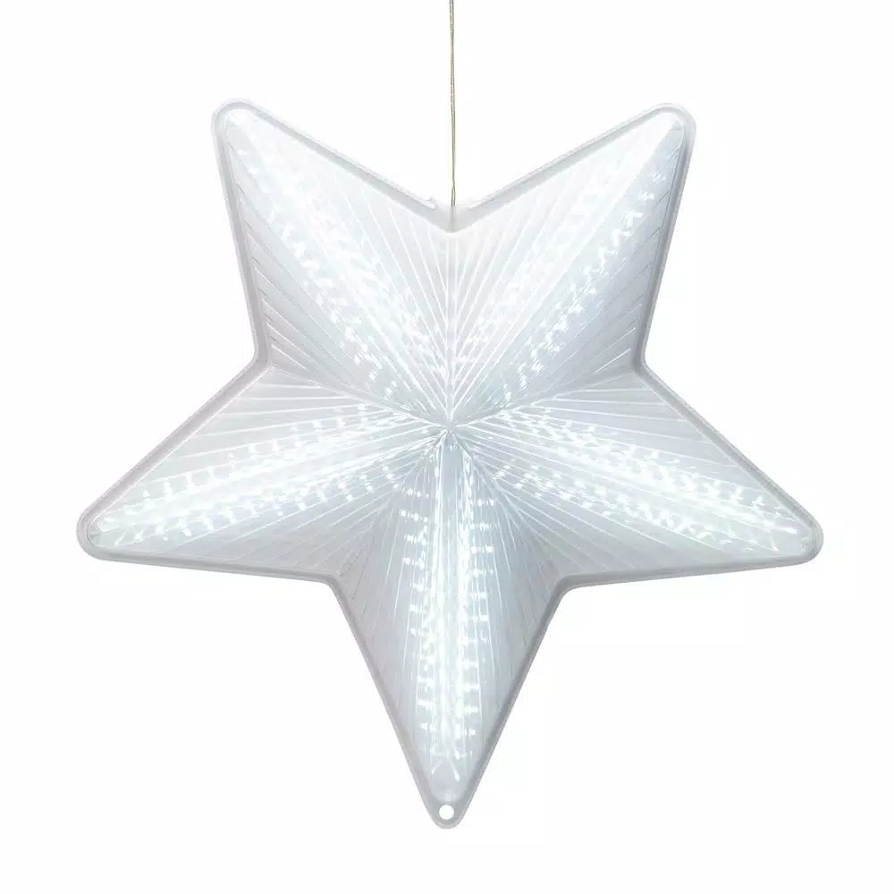 Alpine Corporation 19 In. Tall Christmas 3D Hanging Star Ornament Decoration With LED Lights 3 Alpine Corporation 19 In. Tall Christmas 3D Hanging Star Ornament Decoration With LED Lights