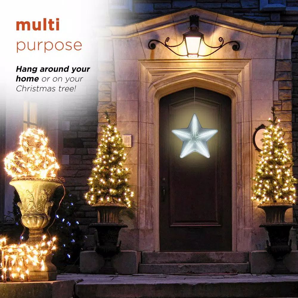 Alpine Corporation 19 In. Tall Christmas 3D Hanging Star Ornament Decoration With LED Lights 9 Alpine Corporation 19 In. Tall Christmas 3D Hanging Star Ornament Decoration With LED Lights - Image 7