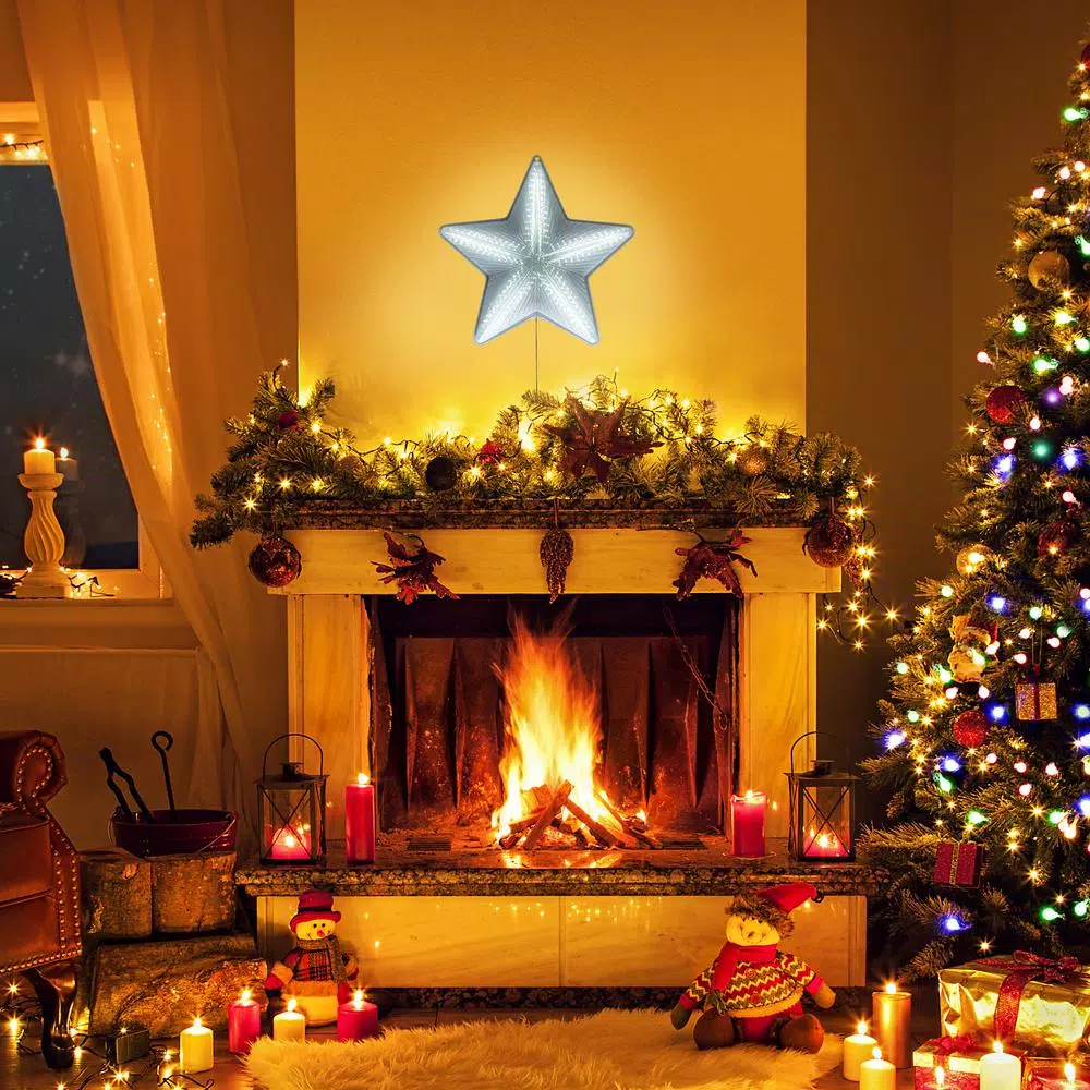 Alpine Corporation 19 In. Tall Christmas 3D Hanging Star Ornament Decoration With LED Lights 10 Alpine Corporation 19 In. Tall Christmas 3D Hanging Star Ornament Decoration With LED Lights - Image 8