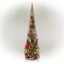 Alpine Corporation 20 In. Tall Rustic Pinecone Christmas Tree Decor