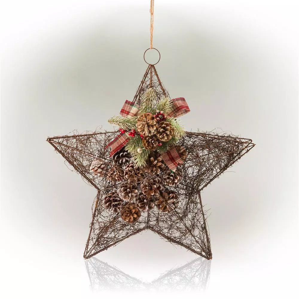 Alpine Corporation 20 In. Tall Hanging Rustic Pinecone Christmas Star Decor 9 Alpine Corporation 20 In. Tall Hanging Rustic Pinecone Christmas Star Decor - Image 7