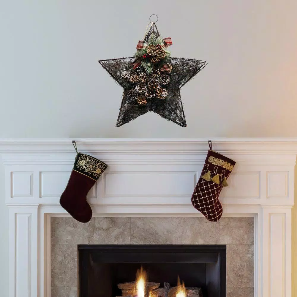 Alpine Corporation 20 In. Tall Hanging Rustic Pinecone Christmas Star Decor 4 Alpine Corporation 20 In. Tall Hanging Rustic Pinecone Christmas Star Decor - Image 2
