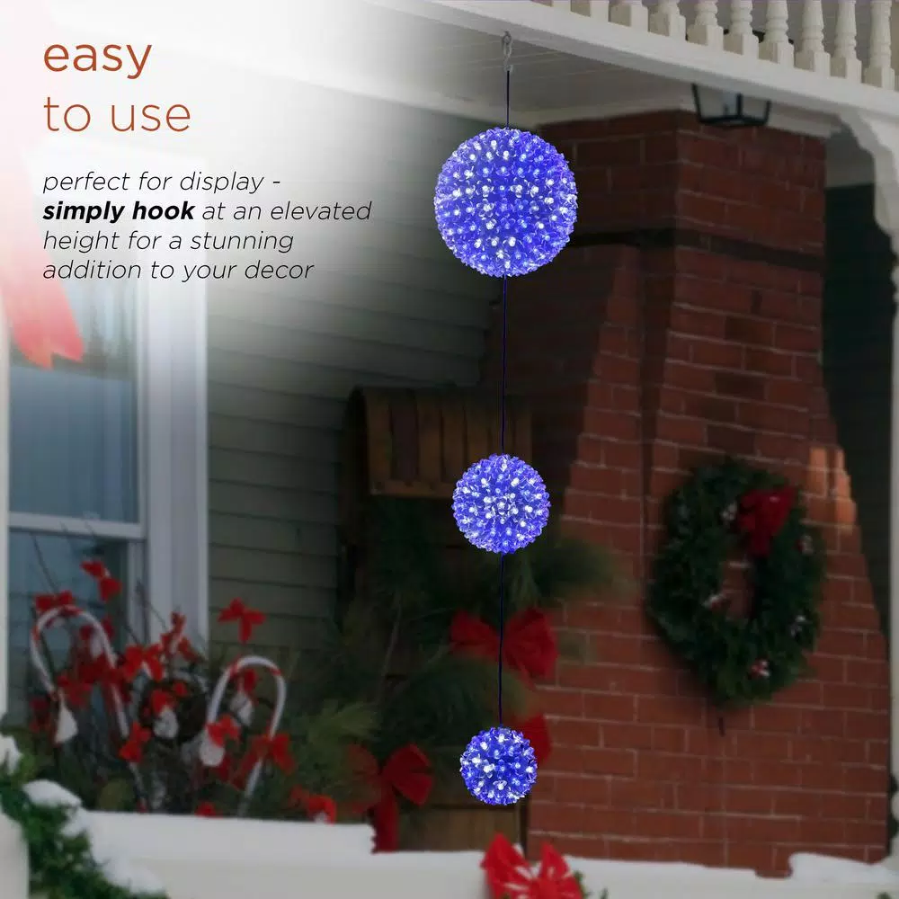 Alpine Corporation 37 In. Tall 3-Tier Christmas Ornaments With Chasing Blue And White LED Lights 7 Alpine Corporation 37 In. Tall 3-Tier Christmas Ornaments With Chasing Blue And White LED Lights - Image 5