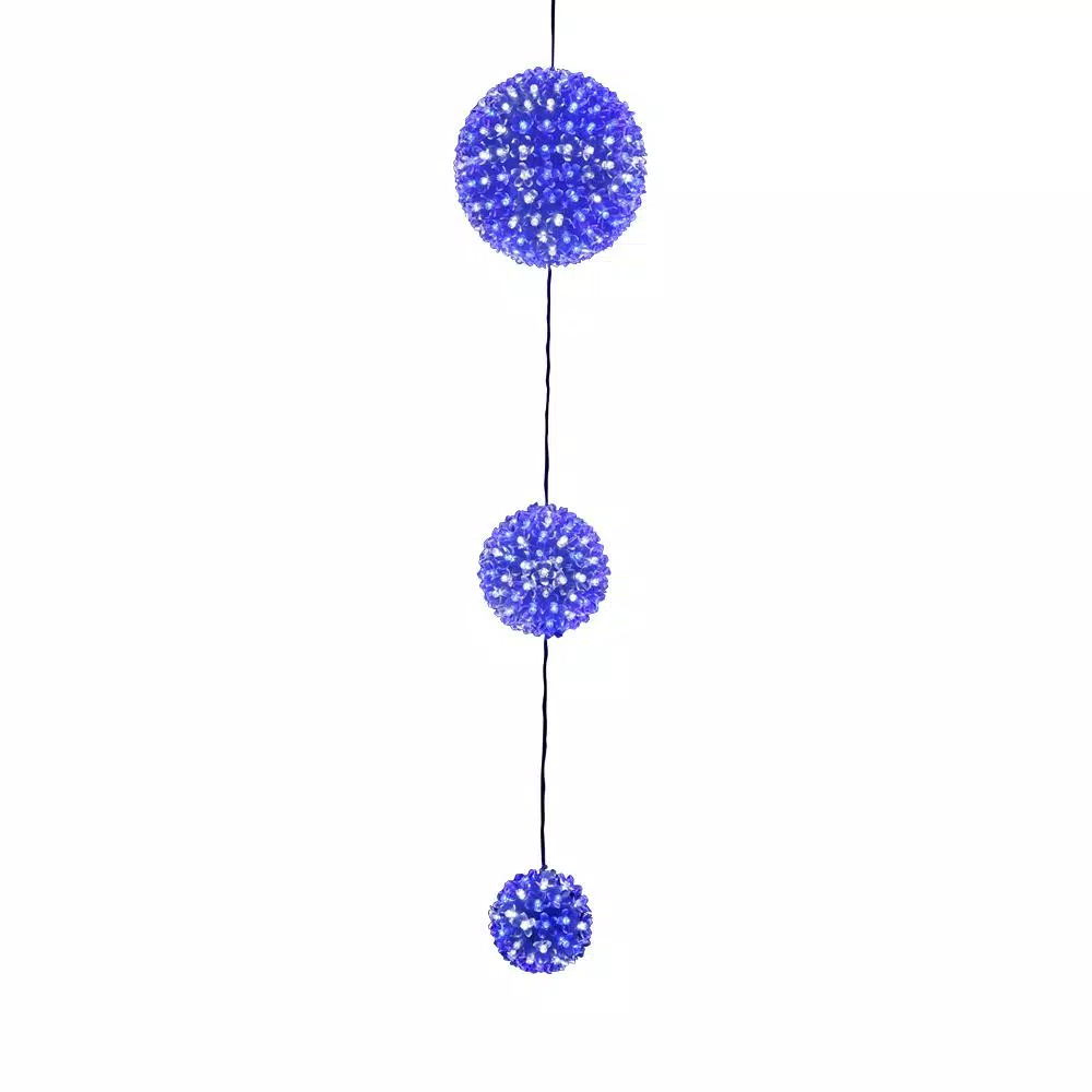 Alpine Corporation 37 In. Tall 3-Tier Christmas Ornaments With Chasing Blue And White LED Lights 3 Alpine Corporation 37 In. Tall 3-Tier Christmas Ornaments With Chasing Blue And White LED Lights