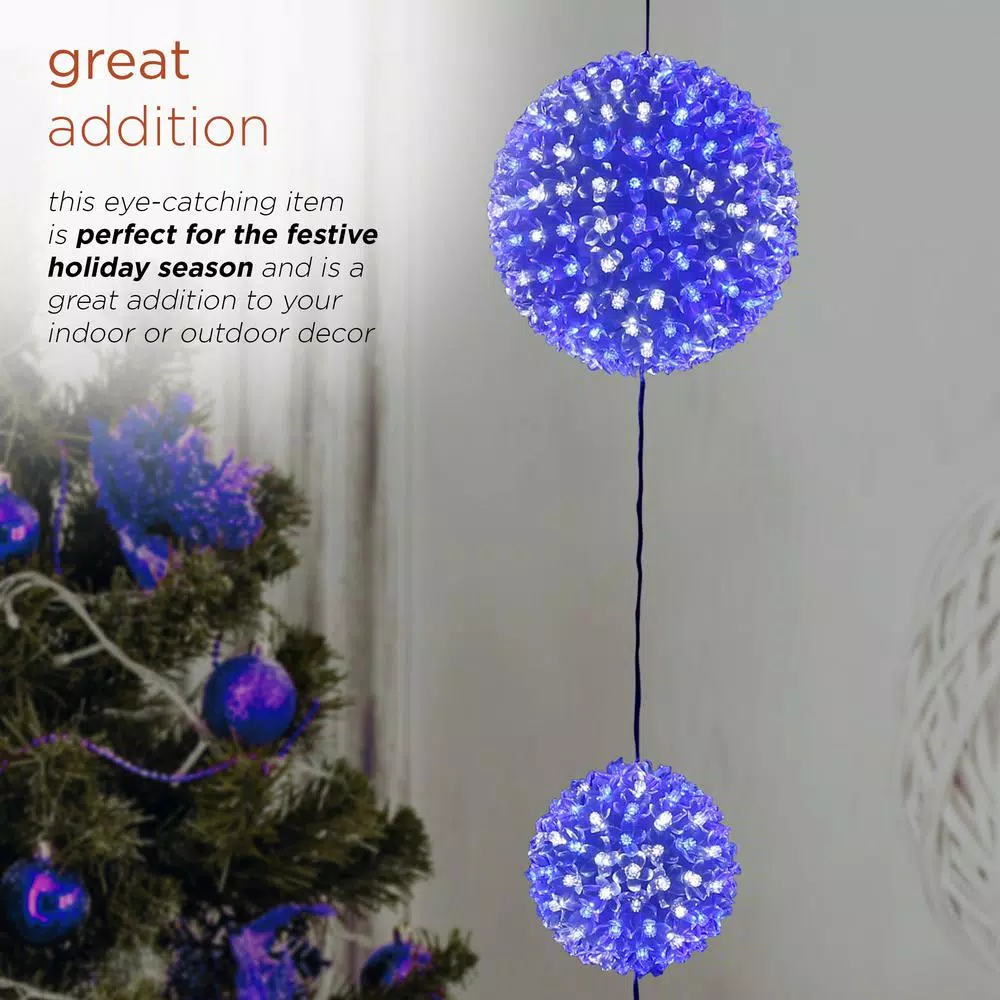 Alpine Corporation 37 In. Tall 3-Tier Christmas Ornaments With Chasing Blue And White LED Lights 6 Alpine Corporation 37 In. Tall 3-Tier Christmas Ornaments With Chasing Blue And White LED Lights - Image 4