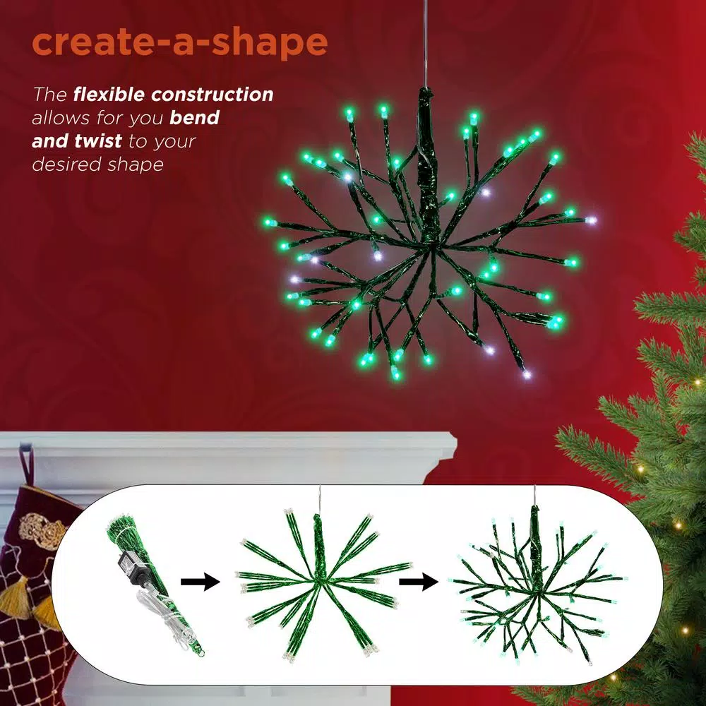 Alpine Corporation 10 In. Tall Christmas Twig Snowflake Ornament With LED Lights, Green 7 Alpine Corporation 10 In. Tall Christmas Twig Snowflake Ornament With LED Lights, Green - Image 5