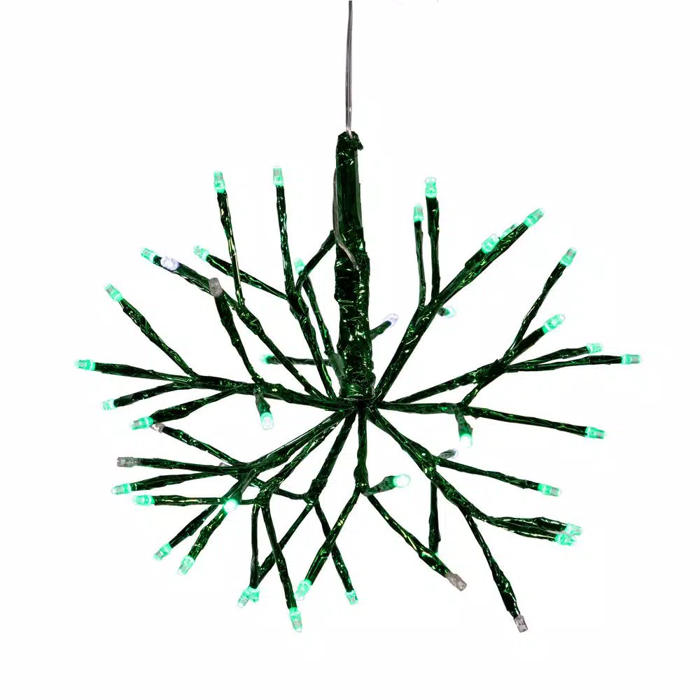 Alpine Corporation 10 In. Tall Christmas Twig Snowflake Ornament With LED Lights, Green 3 Alpine Corporation 10 In. Tall Christmas Twig Snowflake Ornament With LED Lights, Green