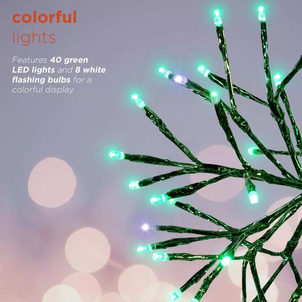 Alpine Corporation 10 In. Tall Christmas Twig Snowflake Ornament With LED Lights, Green 9 Alpine Corporation 10 In. Tall Christmas Twig Snowflake Ornament With LED Lights, Green - Image 7
