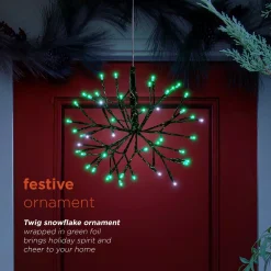 Alpine Corporation 10 In. Tall Christmas Twig Snowflake Ornament With LED Lights, Green 13 Alpine Corporation 10 In. Tall Christmas Twig Snowflake Ornament With LED Lights, Green -Alpine Corporation Shop alpine corporation christmas ornaments crd100s gn a0 1000