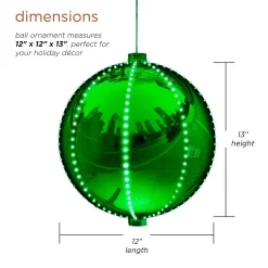 Alpine Corporation 13 In. Tall Hanging Christmas Ball Ornament With LED Lights, Green 15 Alpine Corporation 13 In. Tall Hanging Christmas Ball Ornament With LED Lights, Green -Alpine Corporation Shop alpine corporation christmas ornaments lpa108l gn 40 1000