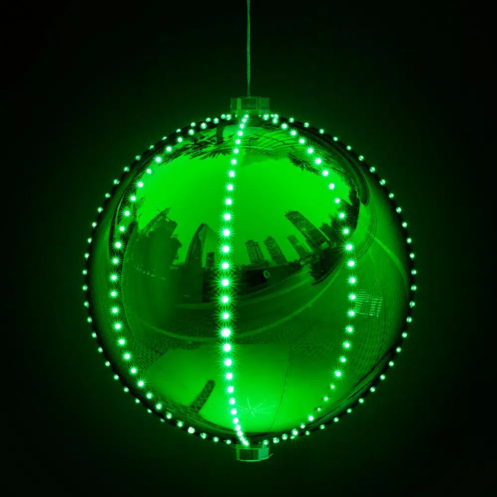 Alpine Corporation 13 In. Tall Hanging Christmas Ball Ornament With LED Lights, Green 11 Alpine Corporation 13 In. Tall Hanging Christmas Ball Ornament With LED Lights, Green - Image 9