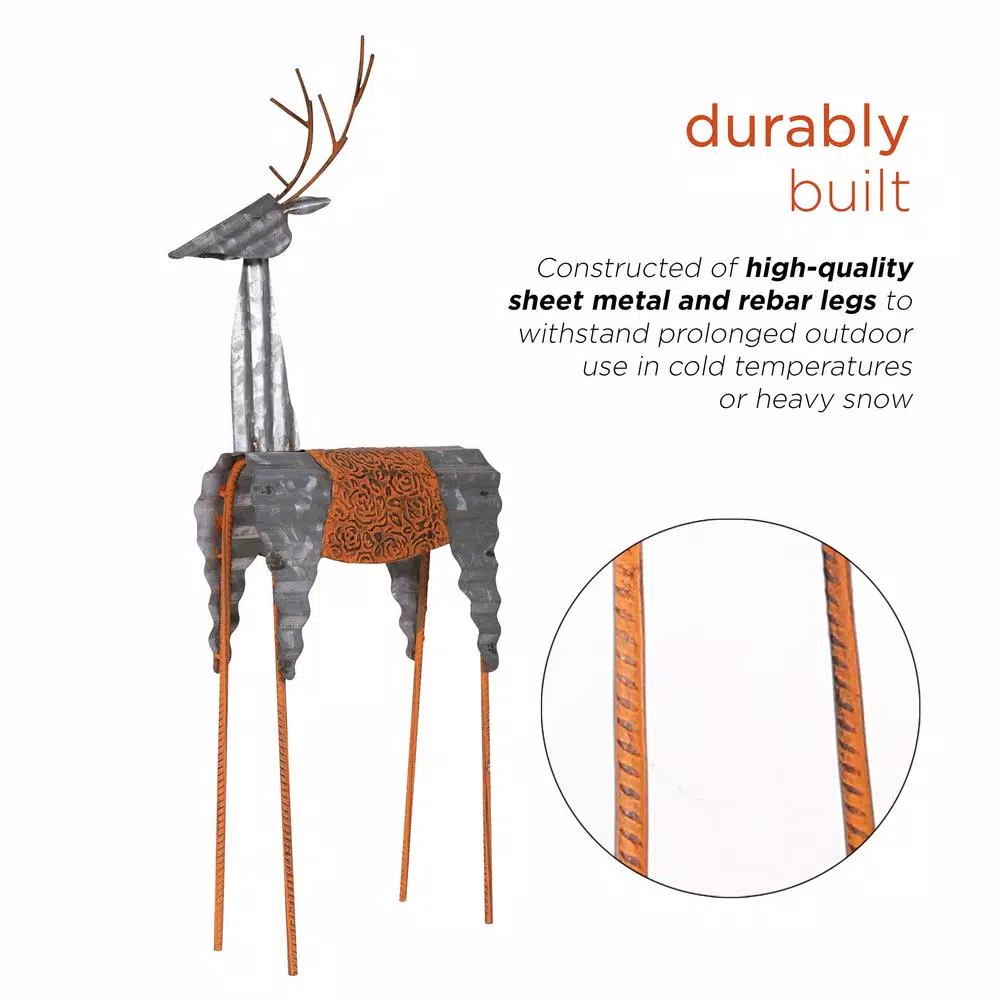 Alpine Corporation 30 In. Tall Metal Rustic Standing Reindeer Christmas Decoration 7 Alpine Corporation 30 In. Tall Metal Rustic Standing Reindeer Christmas Decoration - Image 5