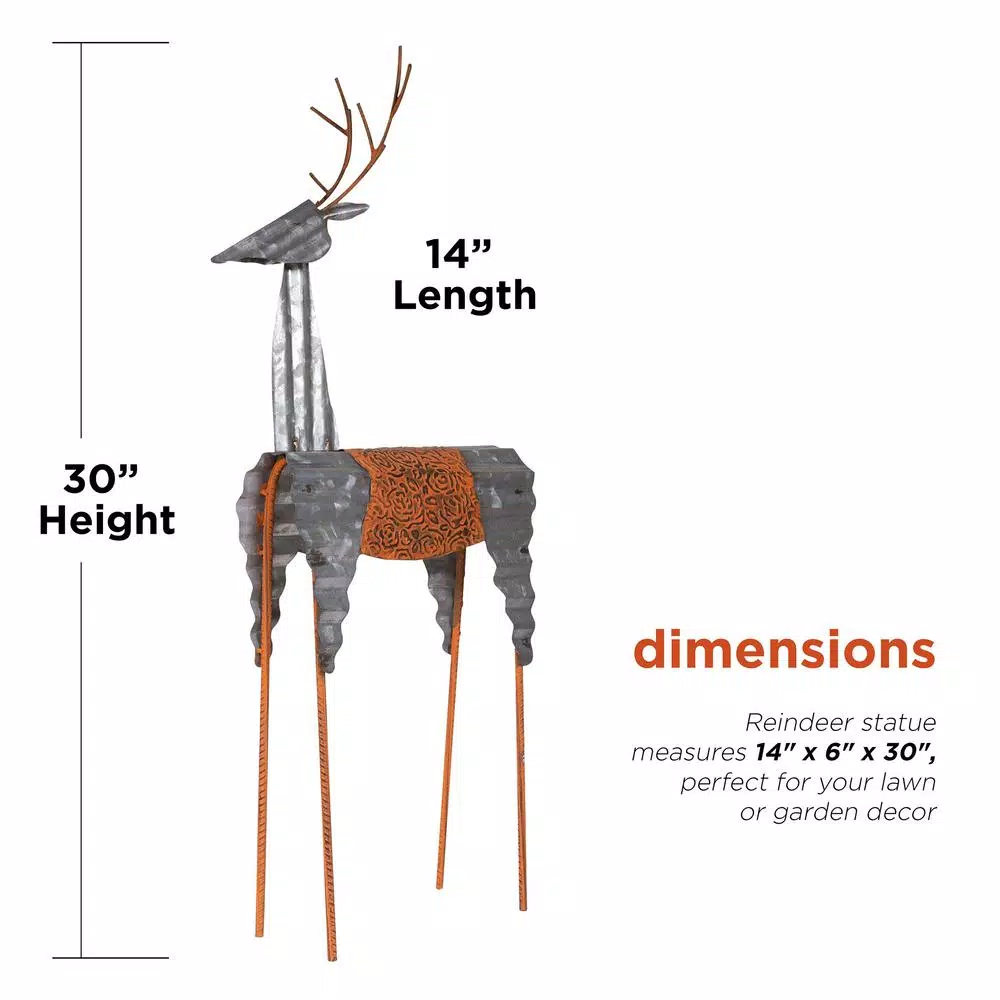 Alpine Corporation 30 In. Tall Metal Rustic Standing Reindeer Christmas Decoration 5 Alpine Corporation 30 In. Tall Metal Rustic Standing Reindeer Christmas Decoration - Image 3