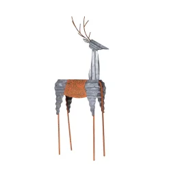 Alpine Corporation 30 In. Tall Metal Rustic Standing Reindeer Christmas Decoration