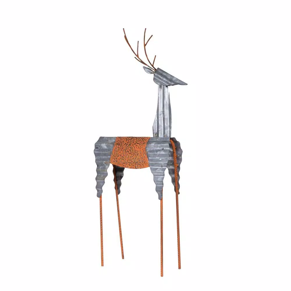 Alpine Corporation 30 In. Tall Metal Rustic Standing Reindeer Christmas Decoration 3 Alpine Corporation 30 In. Tall Metal Rustic Standing Reindeer Christmas Decoration