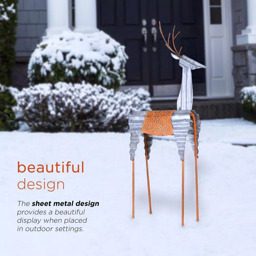 Alpine Corporation 30 In. Tall Metal Rustic Standing Reindeer Christmas Decoration 8 Alpine Corporation 30 In. Tall Metal Rustic Standing Reindeer Christmas Decoration - Image 6