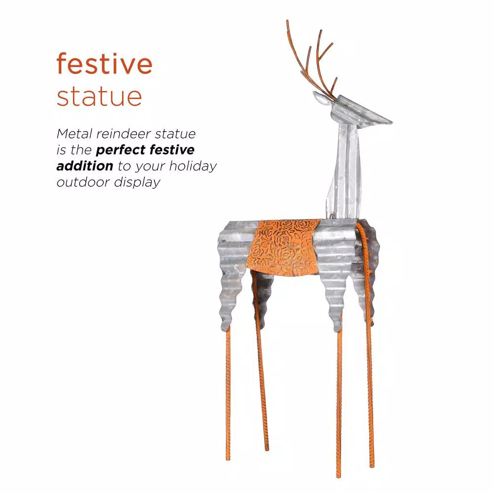 Alpine Corporation 30 In. Tall Metal Rustic Standing Reindeer Christmas Decoration 9 Alpine Corporation 30 In. Tall Metal Rustic Standing Reindeer Christmas Decoration - Image 7