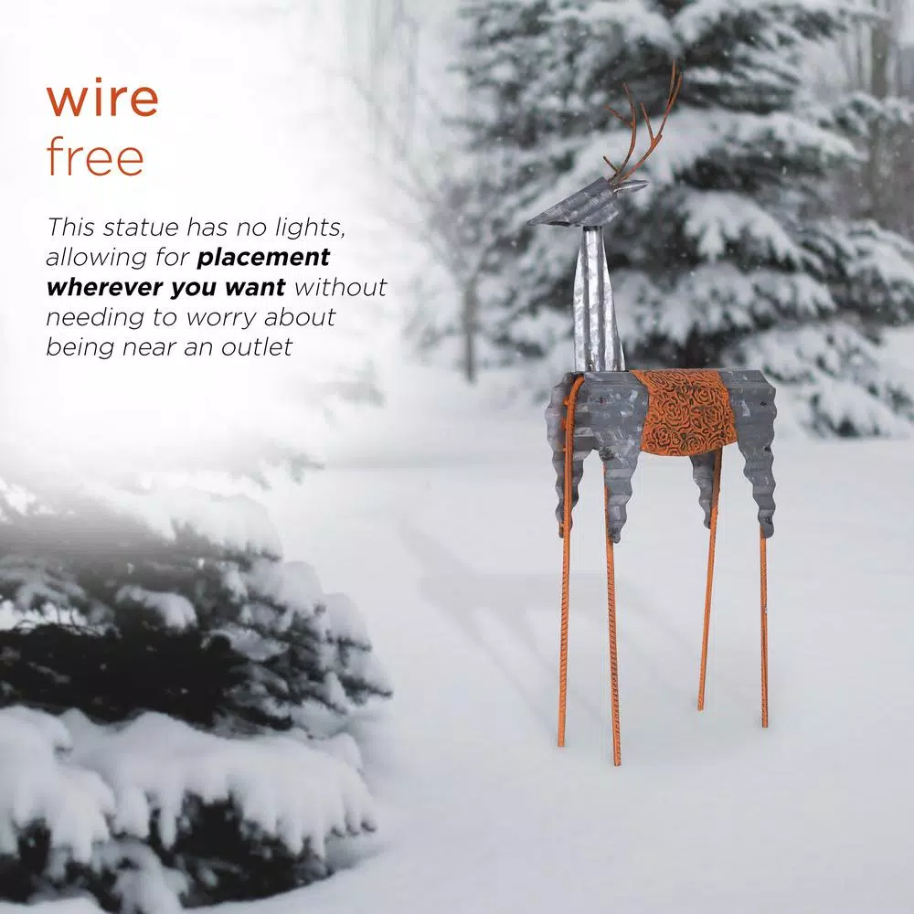 Alpine Corporation 30 In. Tall Metal Rustic Standing Reindeer Christmas Decoration 6 Alpine Corporation 30 In. Tall Metal Rustic Standing Reindeer Christmas Decoration - Image 4