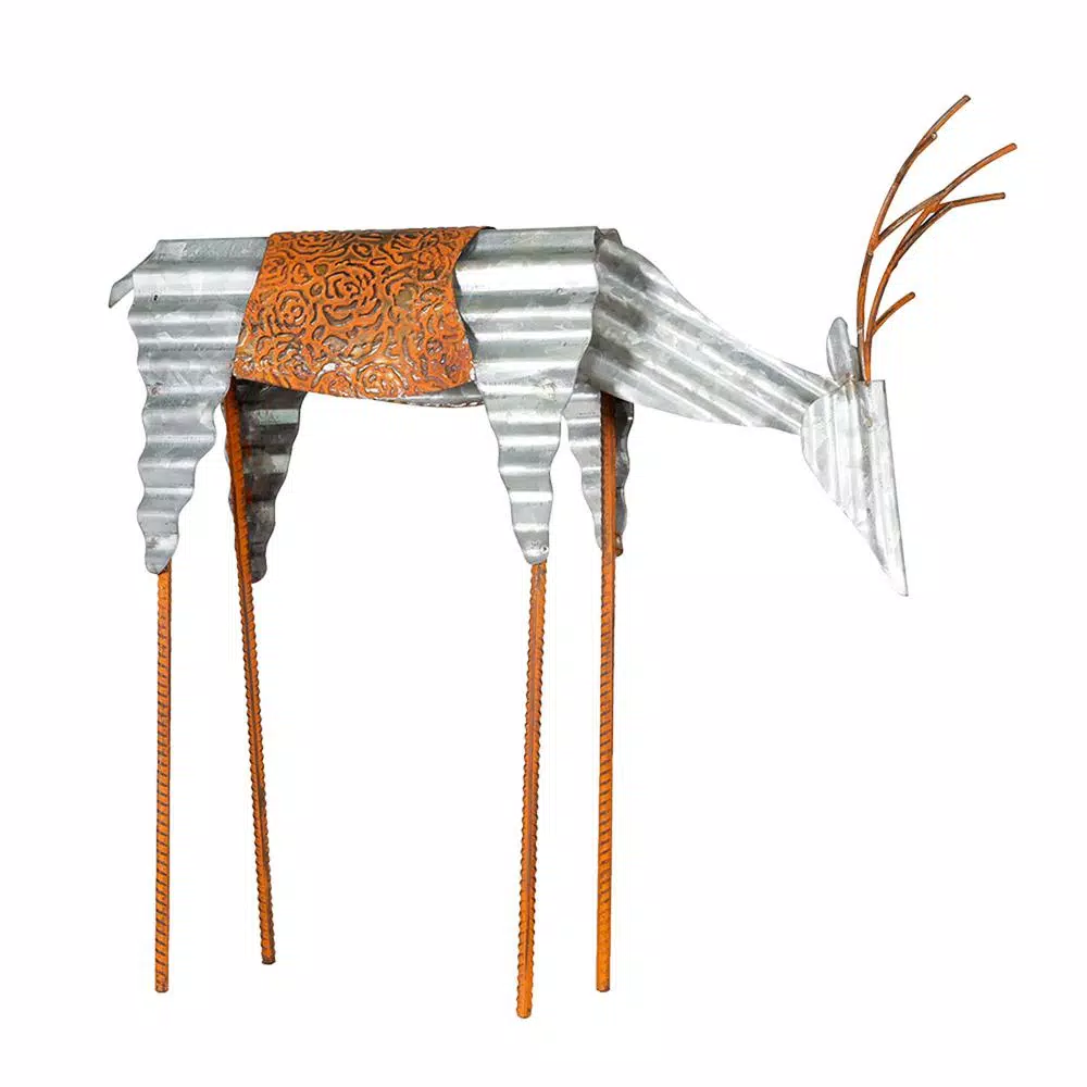 Alpine Corporation 20 In. Tall Metal Rustic Grazing Reindeer Christmas Decoration 3 Alpine Corporation 20 In. Tall Metal Rustic Grazing Reindeer Christmas Decoration