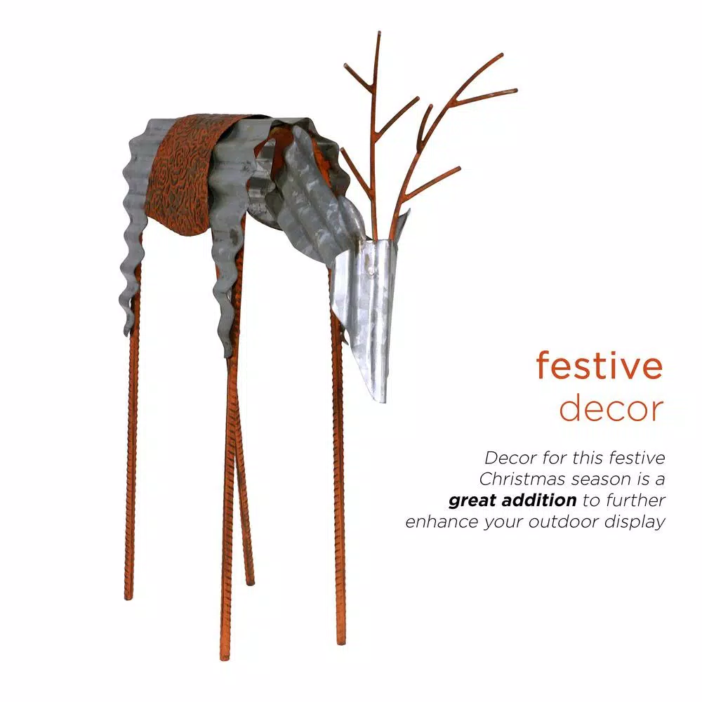 Alpine Corporation 20 In. Tall Metal Rustic Grazing Reindeer Christmas Decoration 9 Alpine Corporation 20 In. Tall Metal Rustic Grazing Reindeer Christmas Decoration - Image 7