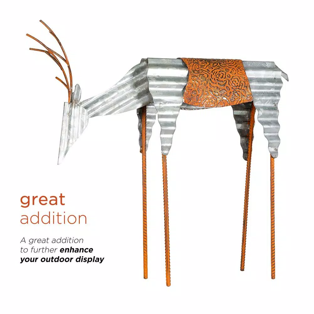 Alpine Corporation 20 In. Tall Metal Rustic Grazing Reindeer Christmas Decoration 6 Alpine Corporation 20 In. Tall Metal Rustic Grazing Reindeer Christmas Decoration - Image 4