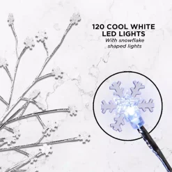 Alpine Corporation 58 In. Tall Frosty Christmas Snowflake Tree With Cool White LED Lights 14 Alpine Corporation 58 In. Tall Frosty Christmas Snowflake Tree With Cool White LED Lights -Alpine Corporation Shop alpine corporation outdoor christmas trees lan252l 1d 1000