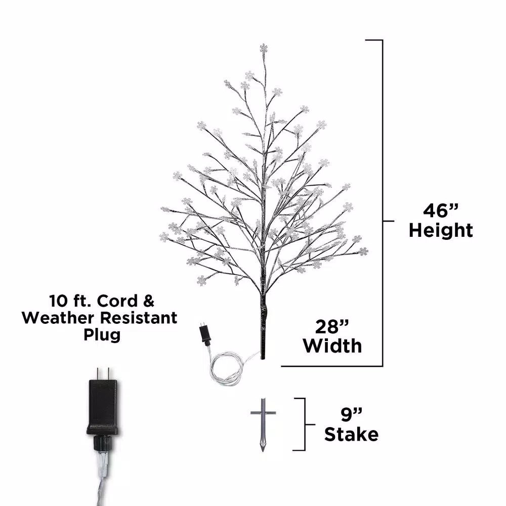 Alpine Corporation 58 In. Tall Frosty Christmas Snowflake Tree With Cool White LED Lights 4 Alpine Corporation 58 In. Tall Frosty Christmas Snowflake Tree With Cool White LED Lights - Image 2