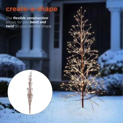 Alpine Corporation Indoor/Outdoor Artificial Flocked Christmas Tree With Warm White LED Lights, Brown -Alpine Corporation Shop alpine corporation pre lit christmas trees bys146l ww 1d 1000