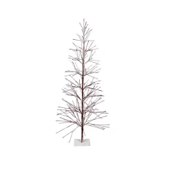 Alpine Corporation Indoor/Outdoor Artificial Flocked Christmas Tree With Warm White LED Lights, Brown