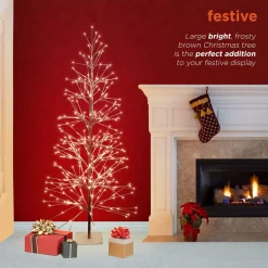 Alpine Corporation Indoor/Outdoor Artificial Flocked Christmas Tree With Warm White LED Lights, Brown -Alpine Corporation Shop alpine corporation pre lit christmas trees bys146l ww 77 1000