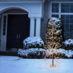 Alpine Corporation Indoor/Outdoor Artificial Flocked Christmas Tree With Warm White LED Lights, Brown -Alpine Corporation Shop alpine corporation pre lit christmas trees bys146l ww c3 1000