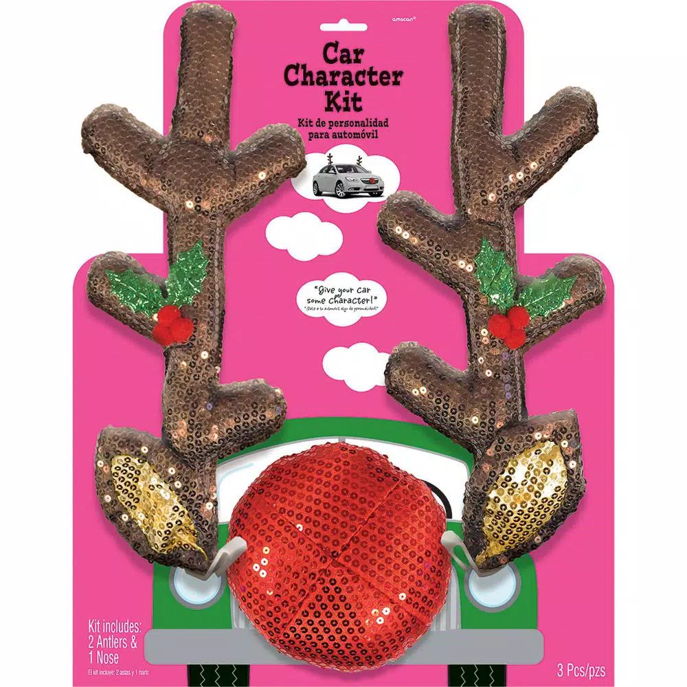 Amscan 16 In. Christmas Glitzy Reindeer Car Kit 3 Amscan 16 In. Christmas Glitzy Reindeer Car Kit