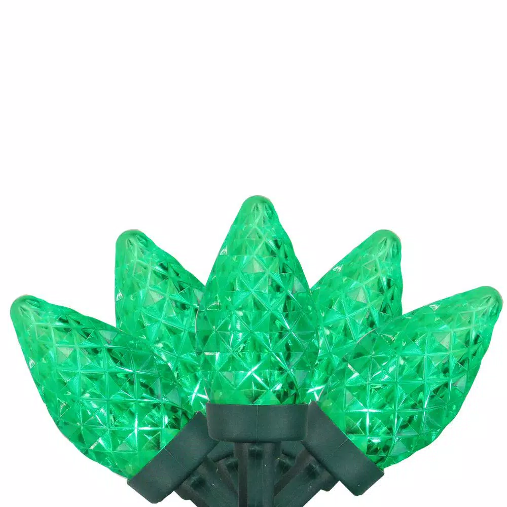 Brite Star 50 Green Faceted LED C7 Christmas Lights With 16 Ft. Green Wire 3 Brite Star 50 Green Faceted LED C7 Christmas Lights With 16 Ft. Green Wire