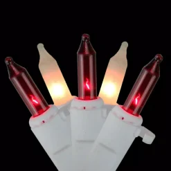 Brite Star 50-Light Red And Frosted Clear Mini Incandescent Window Curtain Icicle Christmas Lights With White Wire