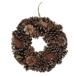 Northlight 13 In. Unlit Brown Assorted Pine Cone Wooden Christmas Wreath