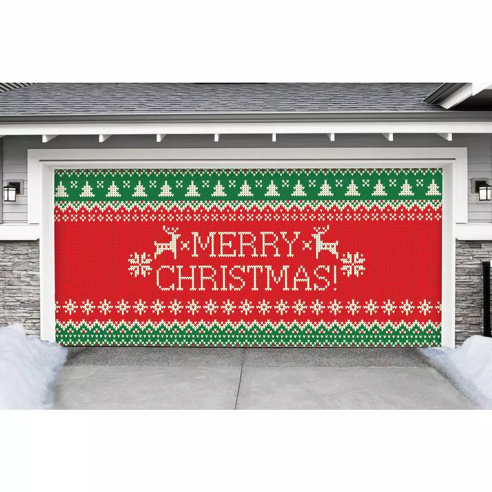 My Door Decor 7 Ft. X 16 Ft. Merry Christmas Ugly Christmas Sweater Christmas Garage Door Decor Mural For Double Car Garage 4 My Door Decor 7 Ft. X 16 Ft. Merry Christmas Ugly Christmas Sweater Christmas Garage Door Decor Mural For Double Car Garage - Image 2