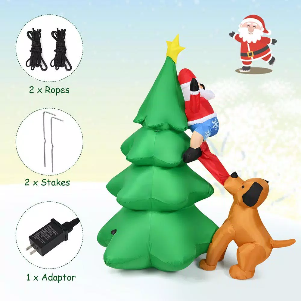 Costway 6.5 Ft. Pre-lit LED Lights Christmas Inflatable Tree Santa Christmas Inflatable With Zipper 7 Costway 6.5 Ft. Pre-lit LED Lights Christmas Inflatable Tree Santa Christmas Inflatable With Zipper - Image 5