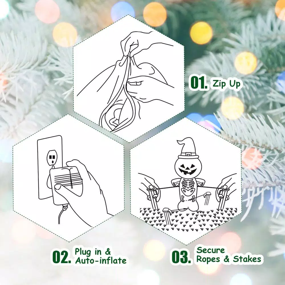 Costway 6.5 Ft. Pre-lit LED Lights Christmas Inflatable Tree Santa Christmas Inflatable With Zipper 9 Costway 6.5 Ft. Pre-lit LED Lights Christmas Inflatable Tree Santa Christmas Inflatable With Zipper - Image 7