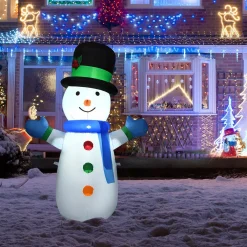 Costway 4 Ft. Pre-lit LED Lights Christmas Snowman Christmas Inflatable With Strong Weather Resistance -Alpine Corporation Shop costway christmas inflatables cm22859us 4f 1000