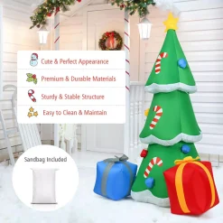 Costway 6 Ft. Pre-lit LED Lights Christmas Tree With Gift Boxes Blow Up Christmas Inflatable With Zipper -Alpine Corporation Shop costway christmas inflatables cm22862us 1f 1000