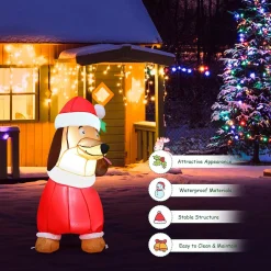 Costway 5 Ft. Pre-Lit LED Lights Christmas Dog Christmas Inflatable With Waterproof Fan 11 Costway 5 Ft. Pre-Lit LED Lights Christmas Dog Christmas Inflatable With Waterproof Fan -Alpine Corporation Shop costway christmas inflatables cm22881us 1f 1000