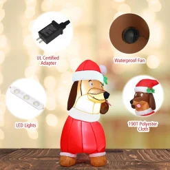 Costway 5 Ft. Pre-Lit LED Lights Christmas Dog Christmas Inflatable With Waterproof Fan 14 Costway 5 Ft. Pre-Lit LED Lights Christmas Dog Christmas Inflatable With Waterproof Fan -Alpine Corporation Shop costway christmas inflatables cm22881us 76 1000
