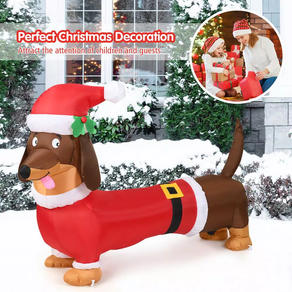 Costway 5 Ft. Pre-Lit LED Lights Christmas Dog Christmas Inflatable With Waterproof Fan 3 Costway 5 Ft. Pre-Lit LED Lights Christmas Dog Christmas Inflatable With Waterproof Fan - Image 2