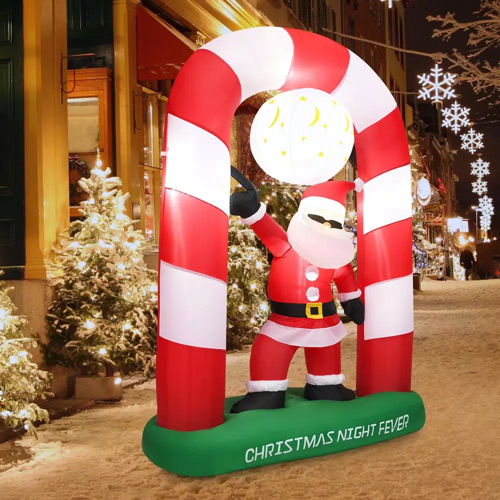 Costway 7.5 Ft. Christmas Inflatable Lighted Santa Claus Stand On Archway Yard Decoration 9 Costway 7.5 Ft. Christmas Inflatable Lighted Santa Claus Stand On Archway Yard Decoration - Image 7