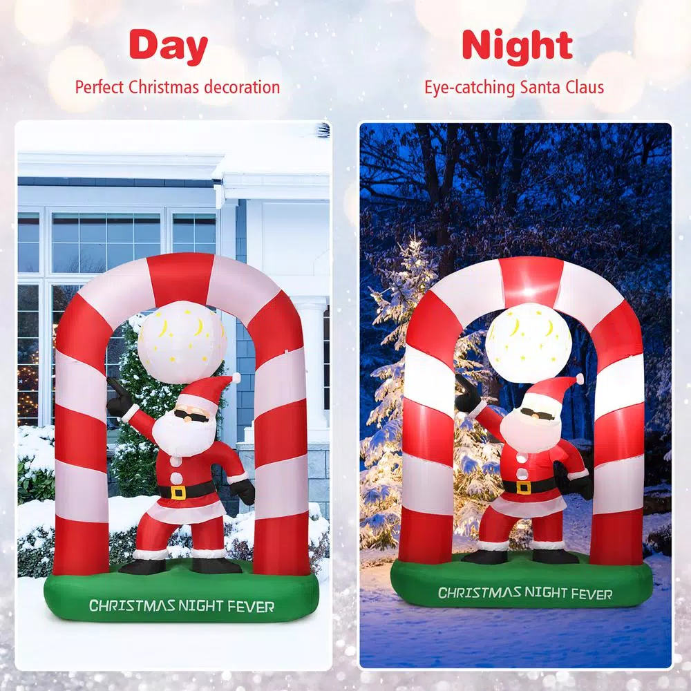 Costway 7.5 Ft. Christmas Inflatable Lighted Santa Claus Stand On Archway Yard Decoration 5 Costway 7.5 Ft. Christmas Inflatable Lighted Santa Claus Stand On Archway Yard Decoration - Image 3