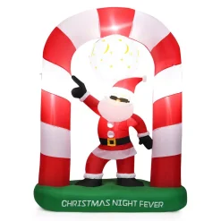 Costway 7.5 Ft. Christmas Inflatable Lighted Santa Claus Stand On Archway Yard Decoration