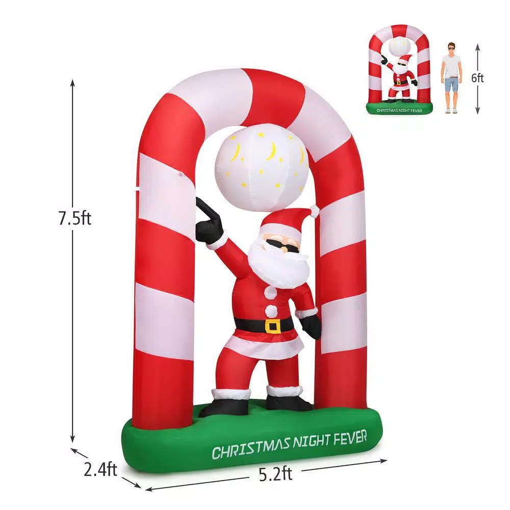 Costway 7.5 Ft. Christmas Inflatable Lighted Santa Claus Stand On Archway Yard Decoration 4 Costway 7.5 Ft. Christmas Inflatable Lighted Santa Claus Stand On Archway Yard Decoration - Image 2